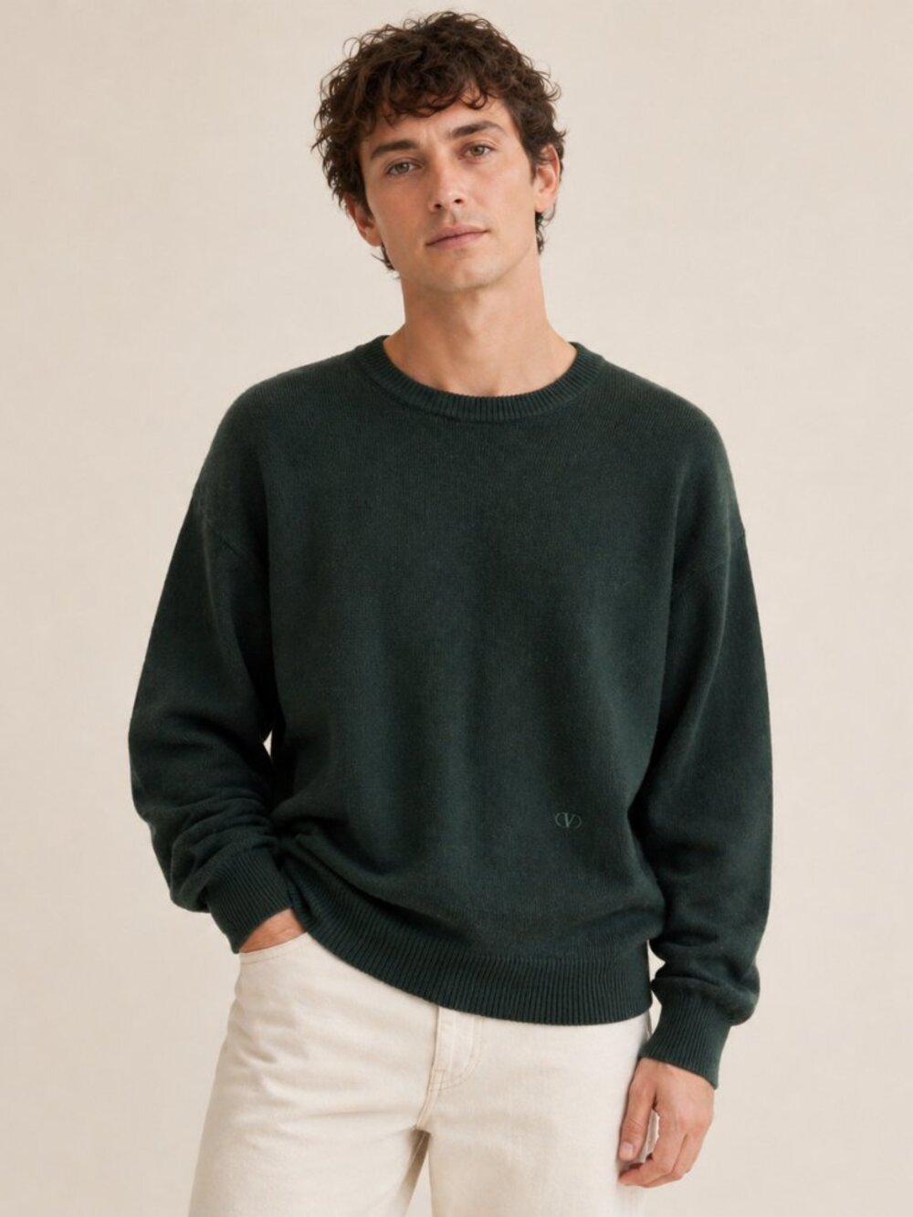 Vintage Valentino Studio Wool Sweater Mens M Green Made Italy Unisex